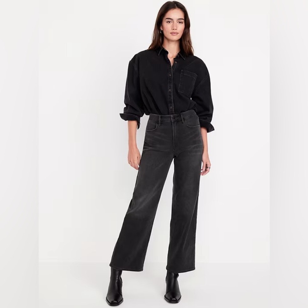Old Navy faded black high rise cropped wide leg Women's Jeans 0